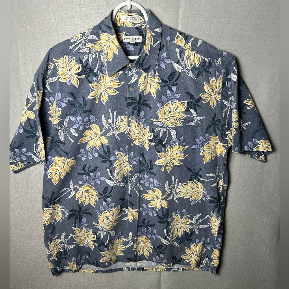 Pierre Cardin Men’s Size XL Short‎ Sleeve Tropical Floral Print Hawaiian Shirt